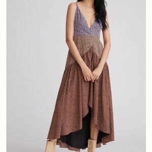 Anthropologie Hutch Contrast Floral Wrap Midi Dress